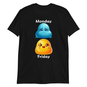 Maandag Blues versus vrijdag Joy Cartoon Blobs T-shirt