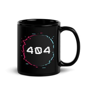 404 Fehler: Glitched Cyberpunk Circle Black Mug
