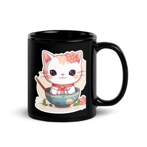 Przepraszam, nie ma ramenu: Anime Kot w misce Czarny kubek