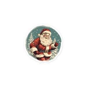 Sonrisa retro de Santa: felicidad navideña vintage Pegatina