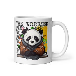 Taza The Worried Panda: Ternura con borde blanco