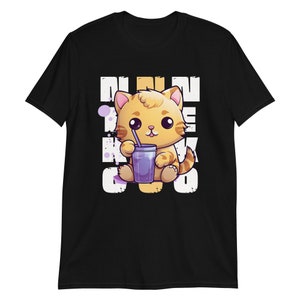 Neko&#39;s Purple Sip: A Cute Cat Tale T-Shirt