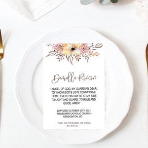 TARJETA DE ORACIÓN PERSONALIZADA IMPRESA para Niña / Tarjeta de bautismo editable o Tarjeta de boda