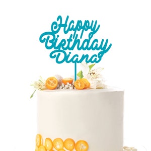Happy Birthday Name Cake Topper Personalized Wood Cake Topper Wooden Cake Any phrase Party Decoration  Birthday Topper Acrylic Wood