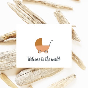 Boho Baby Card Welkom bij het woord Card, Baby Card, Baby Shower Card, Felicitatie Baby Card