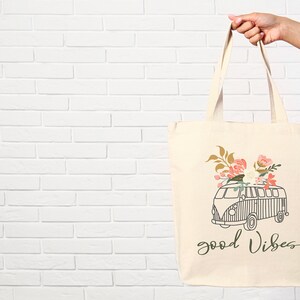 Camper Van tote, Canvas Tote Bag, Organic Tote Bag, Boho Tote Bag, Market Tote, Boho Tote Bag Supermarkt Tas, Cotton Tote Bag, CustomTote Bag