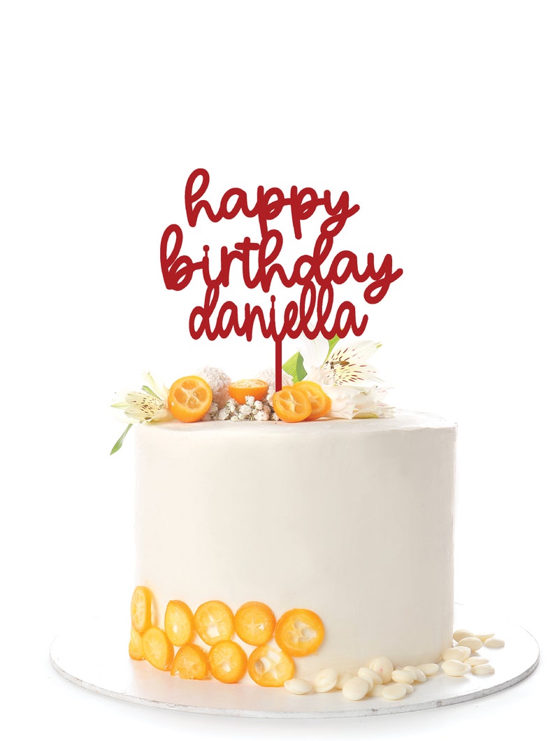 Cake Topper Personalized Happy Birthday Custom Name Wood Acrylic Cake Topper Cupcake Topper Happy Birthday