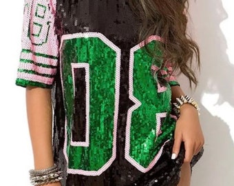 08 pink and green sequin jersey