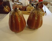 Sugared Pumpkins Decorated in Style Glam Pumpkins Brown Velvet Pumpkins Beaded Pumpkins Pears Shaped Pumpkins
