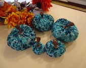 Teal Pumpkins Velvet Pumpkins Embellished Pumpkin Glam Decor Fall Teal Decor Halloween table centerpieces