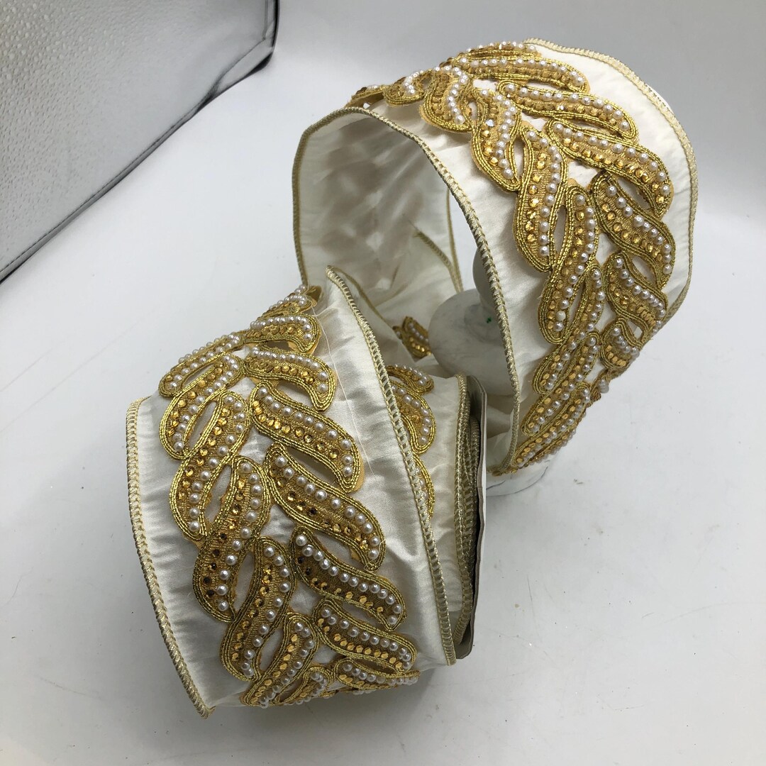 Regency Ribbon, Gold Beaded Ribbon, Luxurious Winter White Ribbon, - Etsy