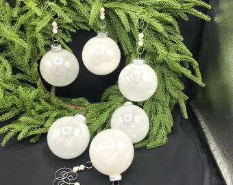 White Glass Christmas Ornaments