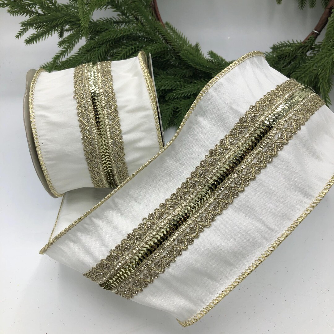 Ivory Ribbon,luxury Ribbon, Velvet Ribbon,wired Ribbon, Embroidered ...