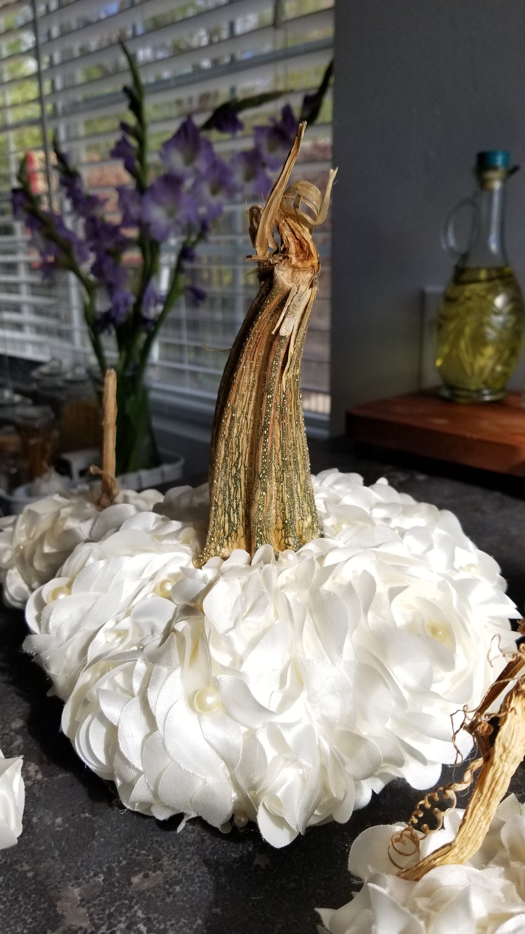 Embellished White Fall Decor Velvet White Pumpkins White Wedding ...