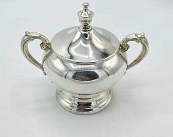 Vintage Mid-century Silver on Copper Ornate Sugar Bowl