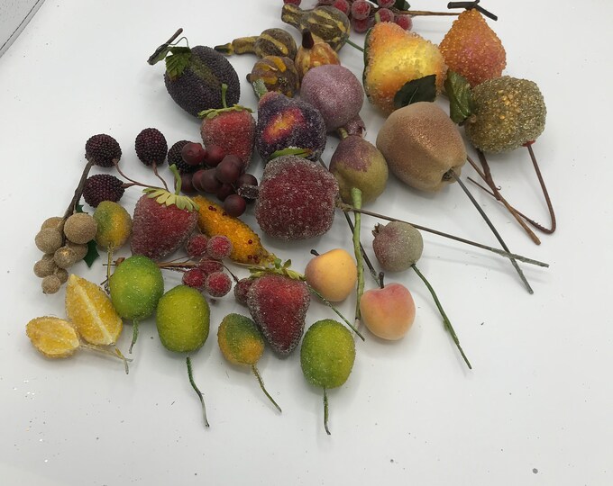 Sugared Fruits Artificial Fruits Basket Decor Fruits Decor Wire Ribbon