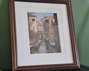 Two Edwin Haas Watercolor Prints of Venice, signed, numbered, and framed (Charm of Venice and Spell of Venice)