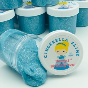 Princess Party Slime Favors; Cinderella Glitter Blue Slime