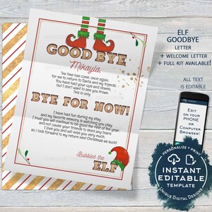 Editable Elf Letter, Elf Goodbye Letter, Personalized Christmas Santa ...