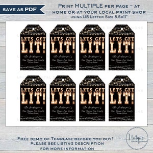 Editable Let's Get Lit New Years Eve Party Invitation, Lets Get Drunk Holiday Party Celebrate Marquee Lights, Printable Adult INSTANT ACCESS image 4