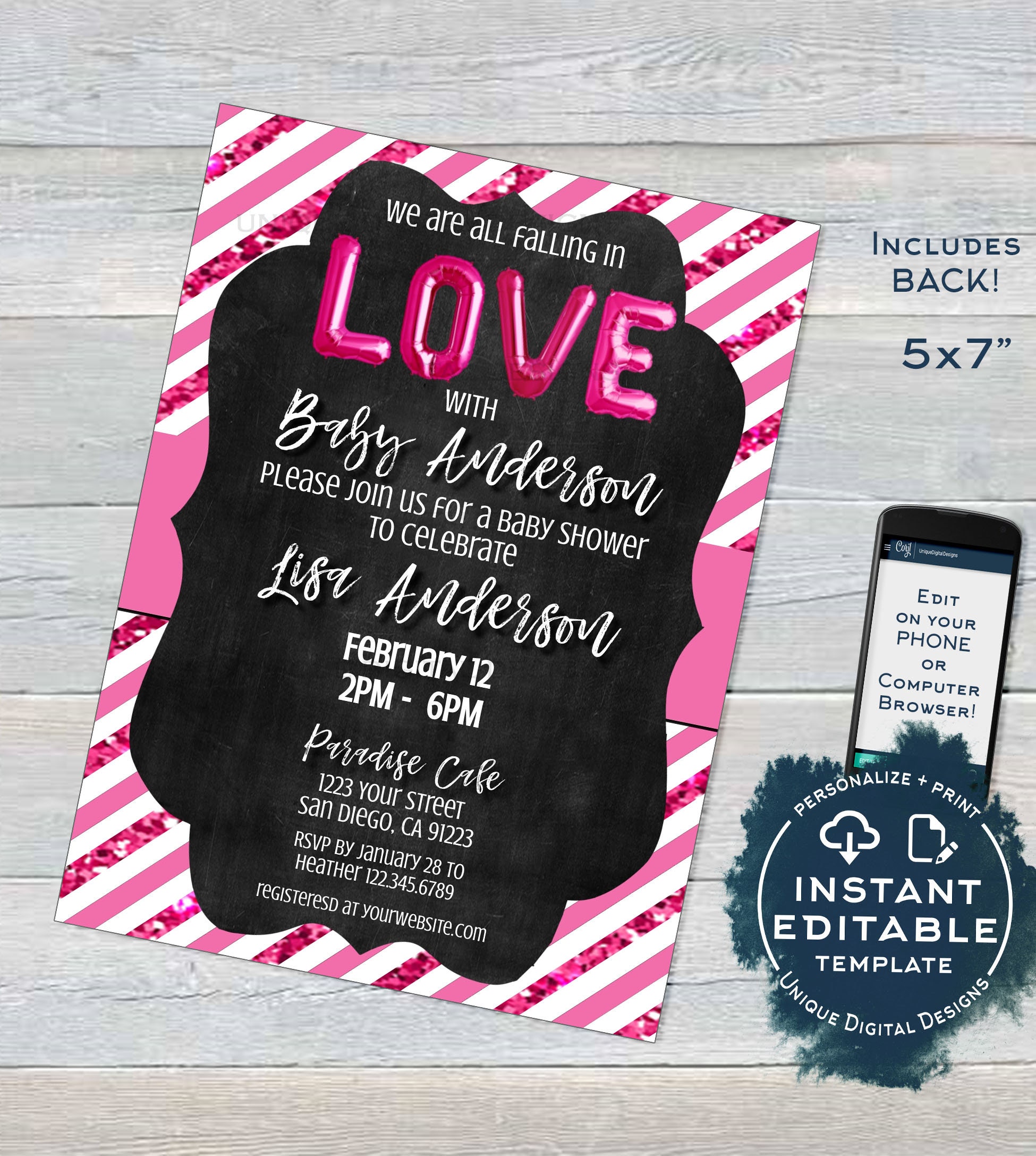 Valentines Day Baby Shower Invitation Editable Love Baby Etsy