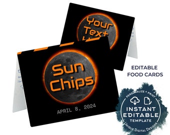 Editable Total Solar Eclipse Viewing Party Food Tents, 2024 Solar Eclipse Party Decor, Viewing Party Printable Decorations diy INSTANT