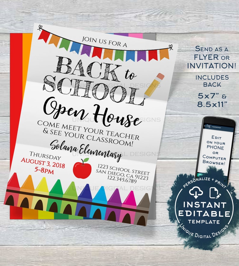 Back To School Open House Invitation Meet Your Teacher Pta Etsy