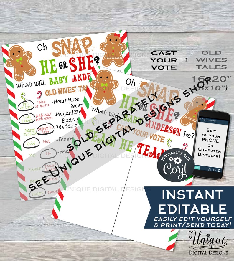 Christmas Gender Reveal Invitation Editable Christmas Etsy
