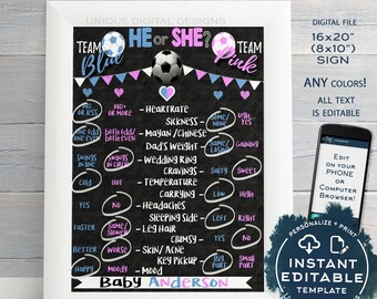 Editable Soccer Gender Reveal Party, Old Wives Tales Sign, Soccer Sign, GOAL Chalkboard, Personalize Custom Digital Printable INSTANT ACCESS