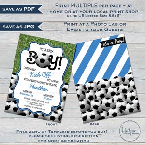 Editable Soccer Baby Shower Invitation, Kick Off Baby Boy Invite, Team Soccer Theme, Printable Thank You Diaper Raffle Books INSTANT ACCESS image 3