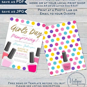 Spa Party, Girls Day Out Invitation, Editable Spa Day Invite, Bachelorette Girls Night Out Spa Birthday Party Printable INSTANT ACCESS 5x7 image 2