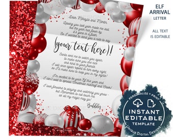 Editable Elf Letter, Elf Arrival Letter, Custom Santa Letter, North Pole Shelf Prop, Christmas Elf Letter Printable, INSTANT ACCESS 8.5x11