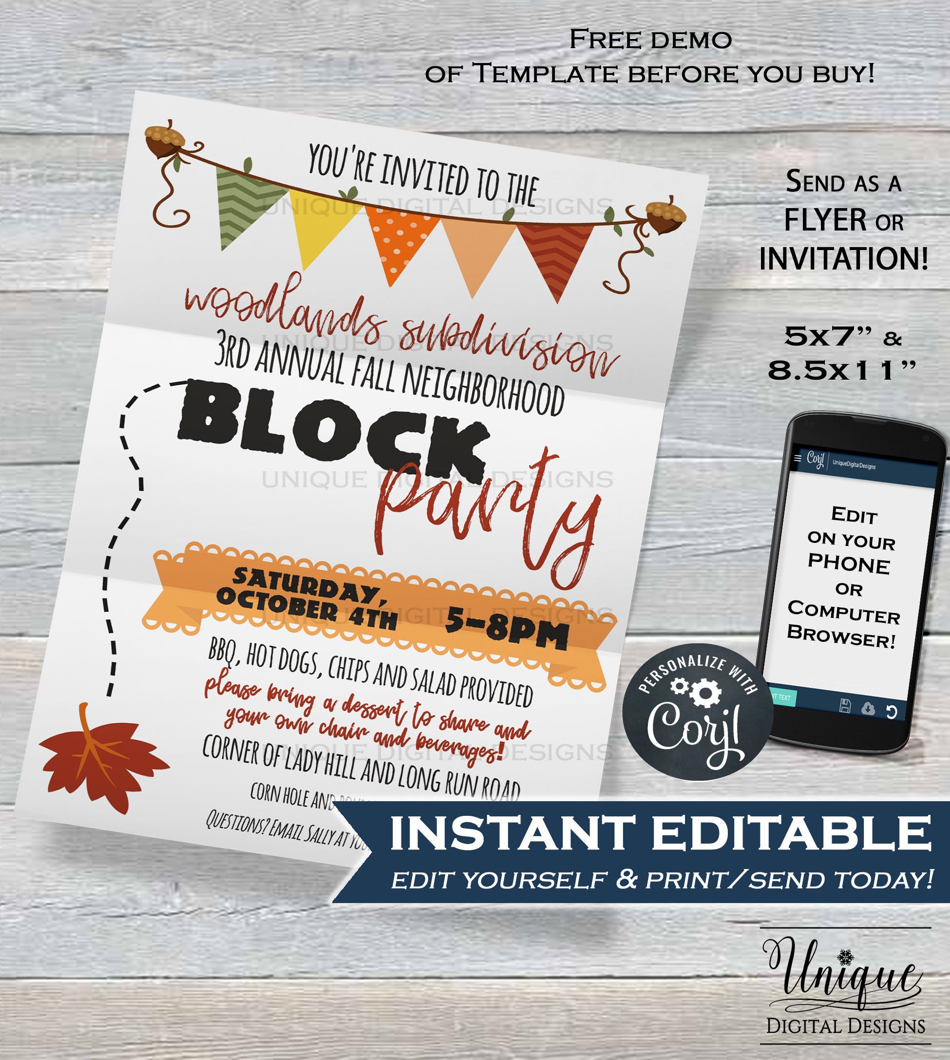 Neighborhood Block Party Invite, Editable Street Party Printable Invitation Neighborhood BBQ Picnic Fall Party, INSTANT ACCESS 5x7 Flyer - Etsy neighborhood-block-party-invite-editable-street-party-printable-invitation-neighborhood-bbq-picnic-fall-party-instant-access-5x7-flyer-etsy