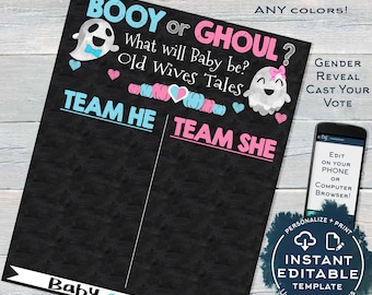 Halloween Gender Reveal Party, Cast your Vote Sign, Booy or Ghoul Ghosts, Baby Reveal Chalkboard, Digital Printable INSTANT ACCESS 16x20