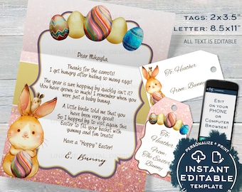 Easter Bunny Letter, Editable Letter from the Easter Bunny Note, Easter Rabbit Trap Message, diy Personalized Printable INSTANT ACCESS