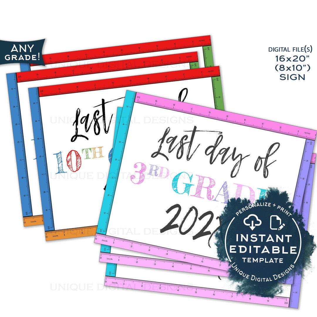 Editable Last Day of School Sign Photo Prop, Schools Out for Summer
