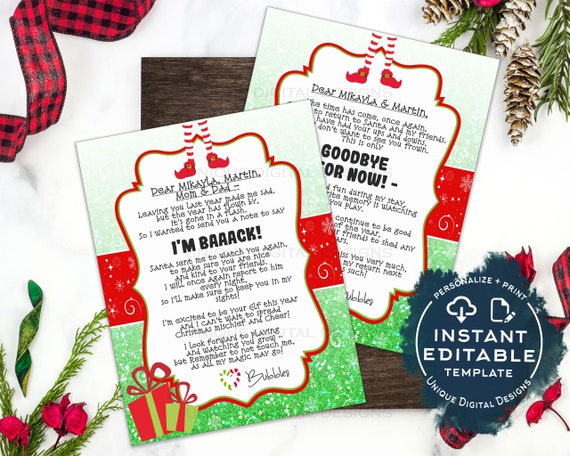 Editable Elf Letters Elf Welcome Letter Goodbye Custom Santa | Etsy