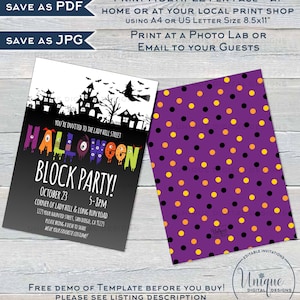 Halloween Block Party Invitation, Editable Street Party Invite ...