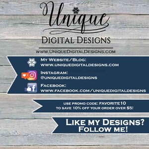 May include: A graphic design advertisement on a weathered wood background. The text includes "Unique Digital Designs," website and social media links, and a promotional offer. The design features a snowflake and a call to action.