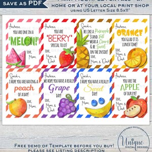 Notas personalizadas da lancheira escolar, etiquetas editáveis para almoço infantil, etiqueta inspiradora para pais, modelo personalizado para impressão, ACESSO INSTANTÂNEO