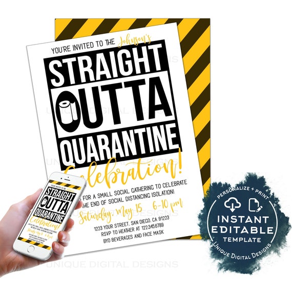 Download Free Straight Outta Quarantine Party Invitation Editable End Of Etsy SVG Cut Files