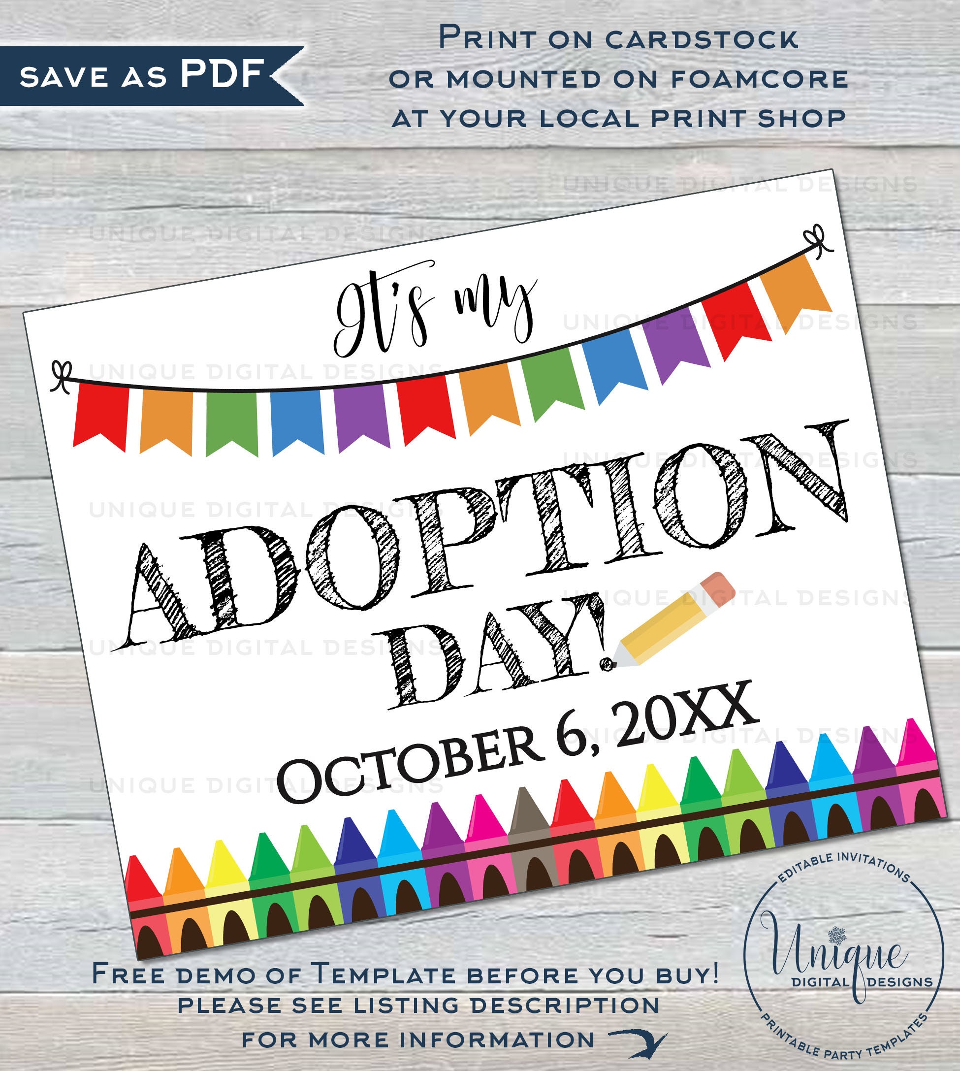 Adoption Day Sign Editable It's My Adoption Day Photo | Etsy