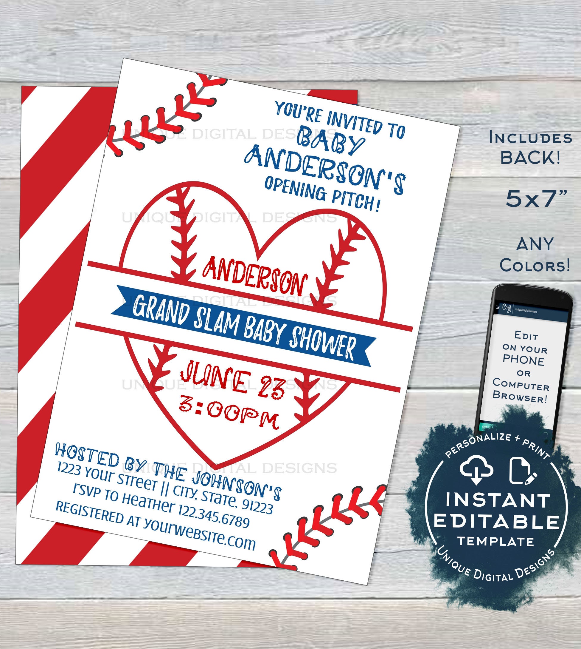 Editable Baseball Baby Shower Invitation Baby Sprinkle Boy Etsy