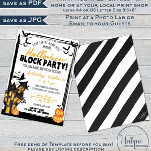Halloween Block Party Invitation, Editable Street Party Invite ...