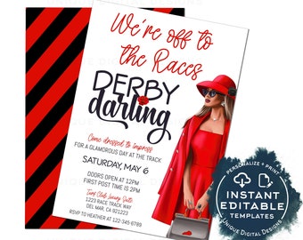 Editable Derby Invitation, We're off to the Races Party Invite, Horse Races for the Roses, Derby Darling dress to impress, Printable INSTANT