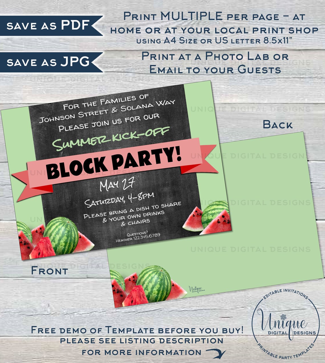 Summer Kick off Block Party Invitation, Editable Neighborhood Street ...