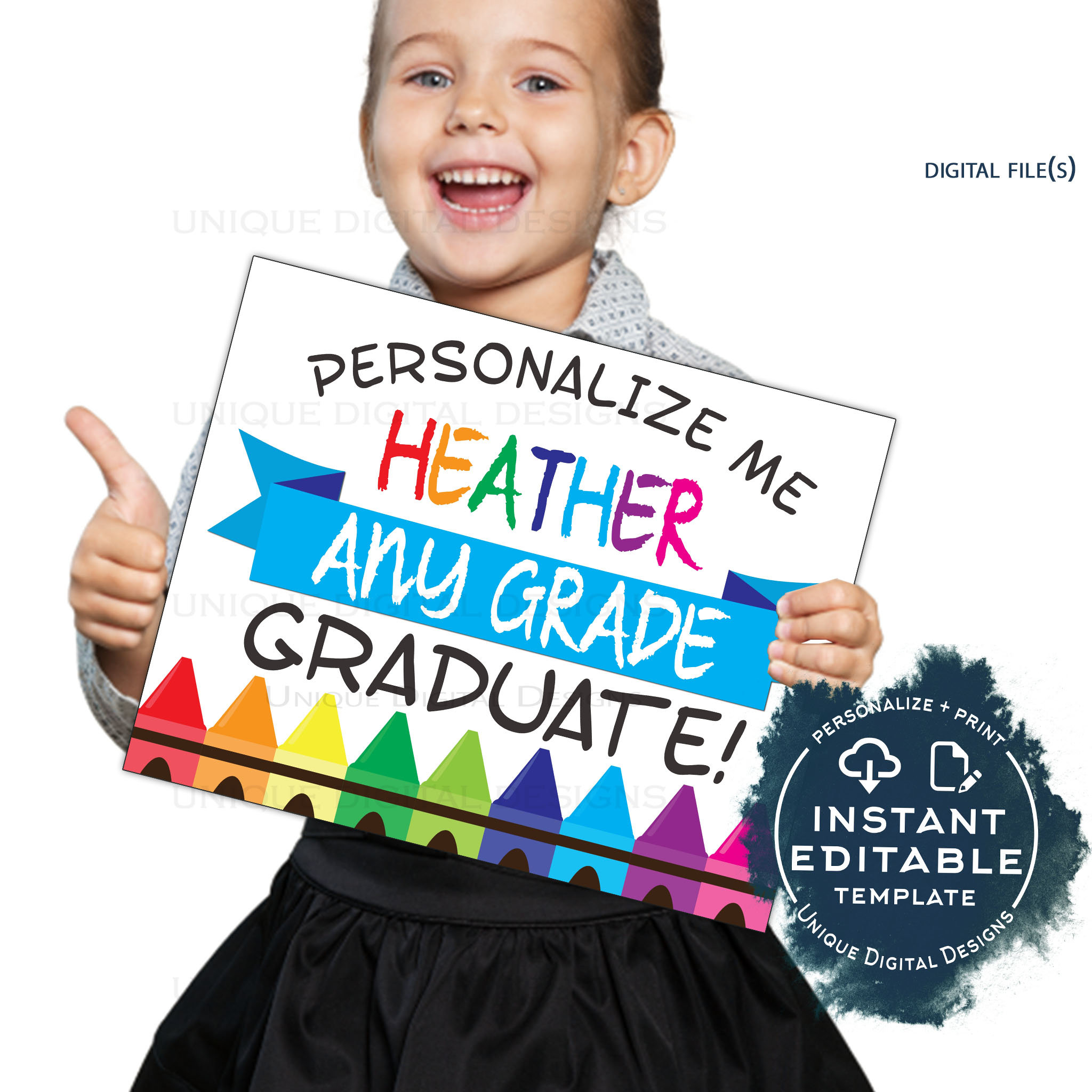 Editable Graduation Sign, Personalized School Sign, Preschool ...