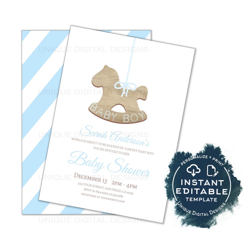 Editable Rustic Baby Boy Shower Invitation Kit Sweet Baby Etsy