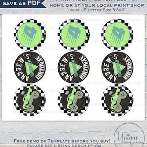 Monster Truck Cupcake Toppers, Editable Birthday Bash Party Rev Engines ...