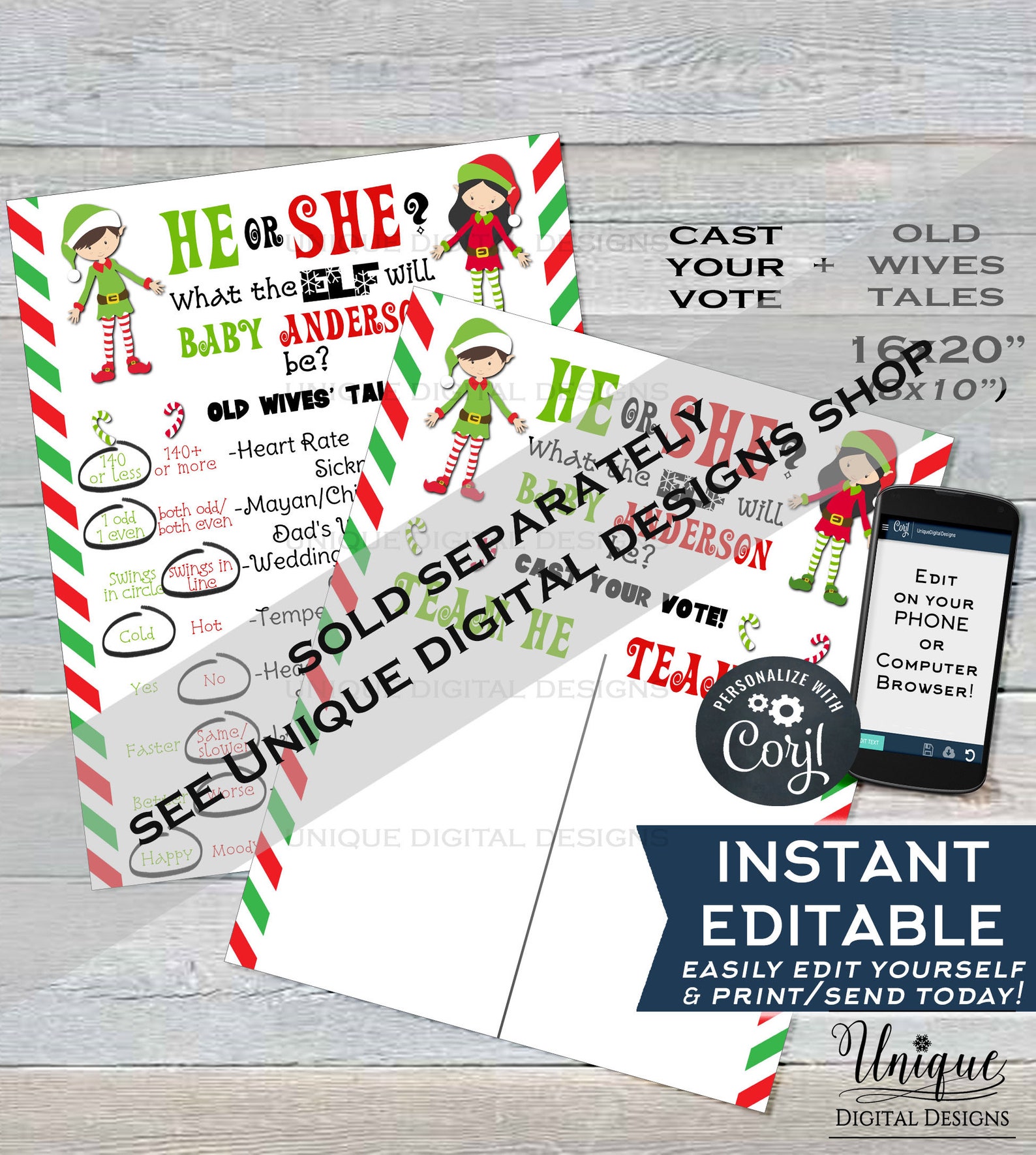 Christmas Gender Reveal Invitation Editable Christmas Elf | Etsy